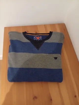 Jersey hombre rayas azul y gris