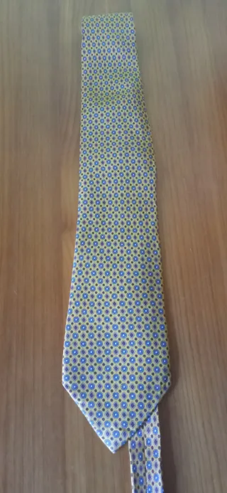 Corbata Mirto Seda Flores Azul Amarillo