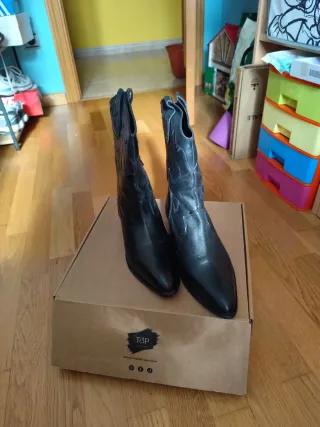Botas cowboy negras piel