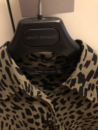 Camisa Zara Mujer Leopardo Verde Talla S