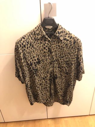 Camisa Zara Mujer Leopardo Verde Talla S
