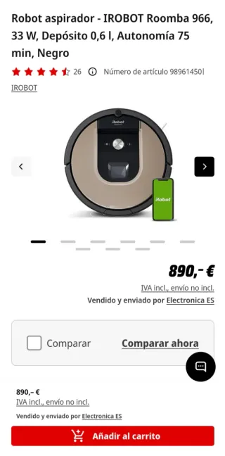 Robot Aspirador iRobot Roomba 966 Negro