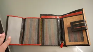 Monedero piel mujer negro y marrón