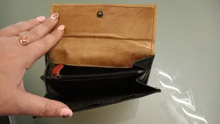 Monedero piel mujer negro y marrón