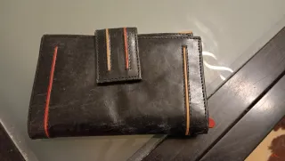 Monedero piel mujer negro y marrón