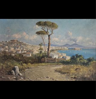 Óleo Vista de Nápoles S.XIX