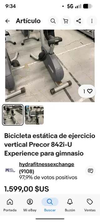 Bicicleta Estática  Precor AUTOALIMENTADA.