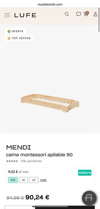 2 Camas Montessori Apilables Lufe Mendi 90