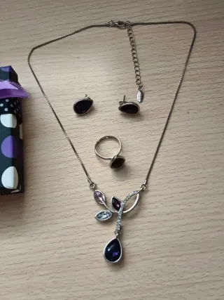 Conjunto bisutería morado y plateado