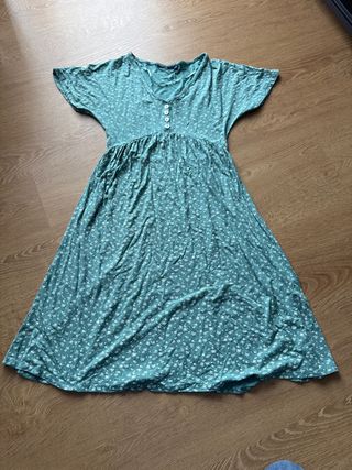 Vestido maternidad flores verde