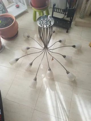 Lámpara de salón metal y cristal