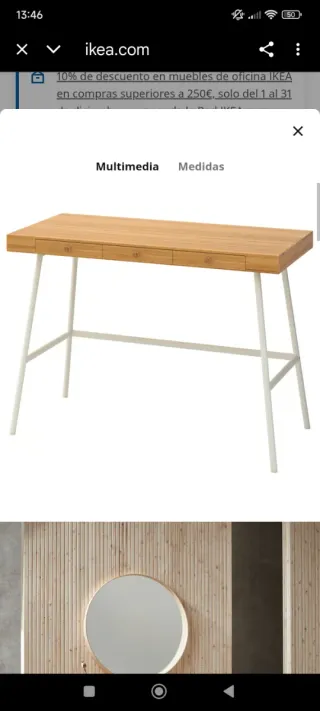 Tavolo scrivania Ikea in legno e metallo