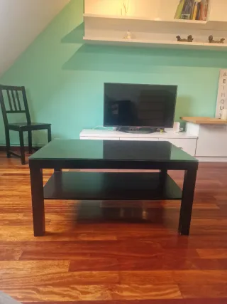 Mesa Centro Ikea Cristal Negro/Marrón