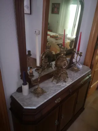 Mueble de entrada madera y mármol