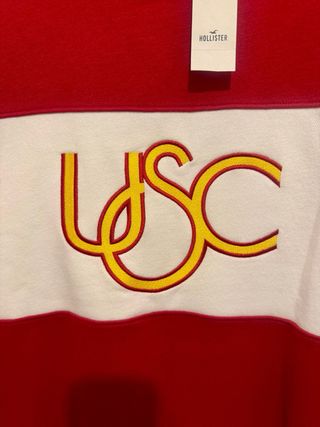 Sudadera Hollister USC Roja y Blanca Nueva