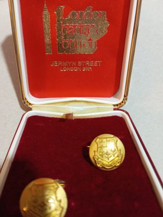 Gemelli Vintage London Badge Button Placcati Oro