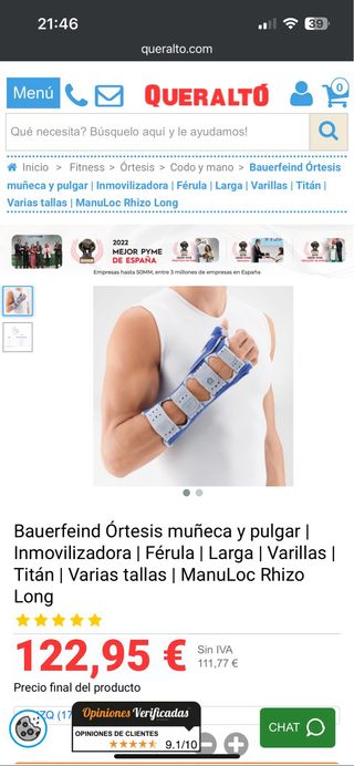 Muñequera Ortopédica Ortesis. Bauerfeind