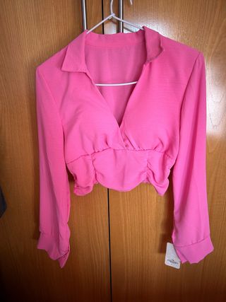 Blusa rosa manga larga