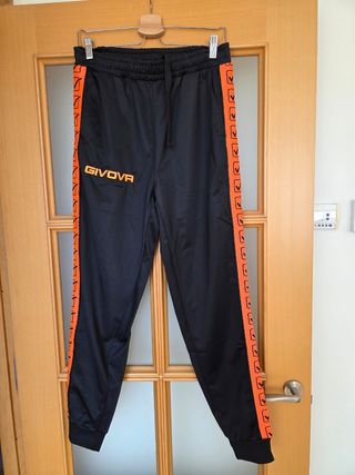 Pantalón chándal Givova Talla M Negro Naranja