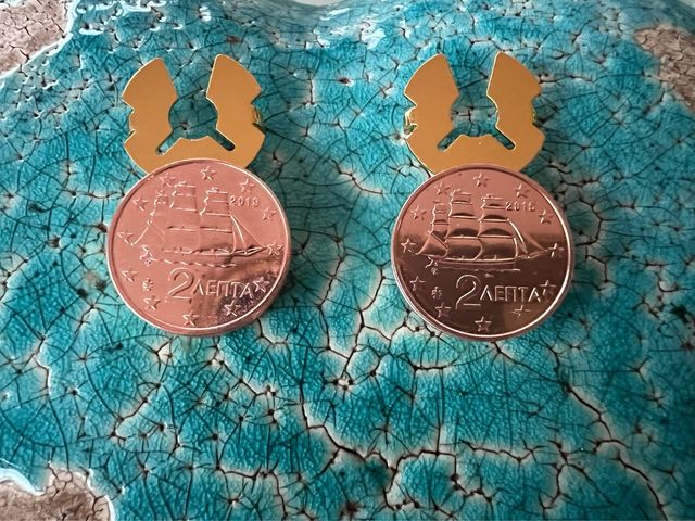 Copribottoni gemelli con moneta Grecia unisex