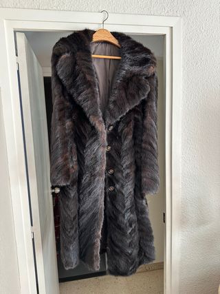 Abrigo Piel Zorro Canadá Negro Marrón