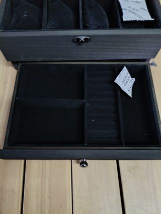 SONGMICS Caja de Relojes con 8 Ranuras, Navidad, Estuche de Relojes de Madera de 2 Niveles con Tapa de Cristal, Almohadillas, Forro de Terciopelo, Regalo de Seres Queridos, Negro Tinta JOW008B02