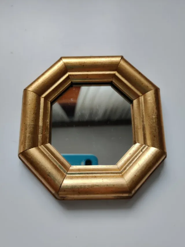 Specchietto decorativo ottagonale legno dorato
