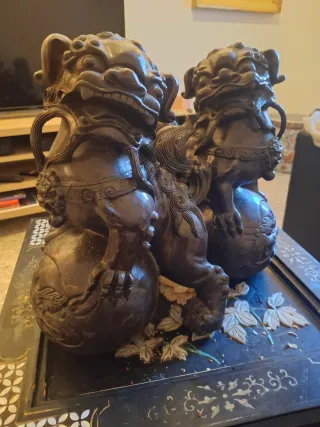 Pareja Perros Fu Bronce