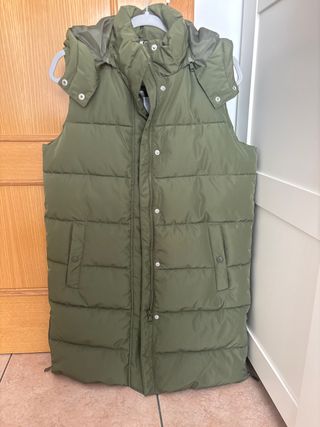 Chaleco largo acolchado verde mujer