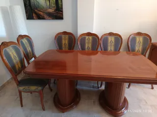 Mesa comedor madera maciza + 6 sillas