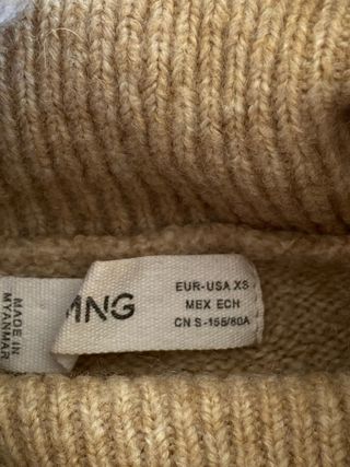 Vestido Mango Oversize XS Lana Beige