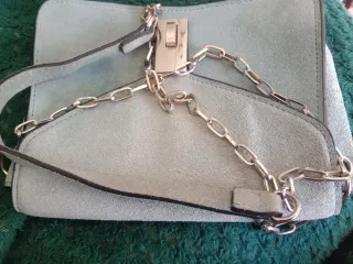 Bolso Mango celeste piel bovina