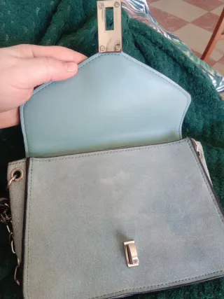 Bolso Mango celeste piel bovina