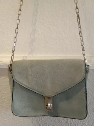 Bolso Mango celeste piel bovina
