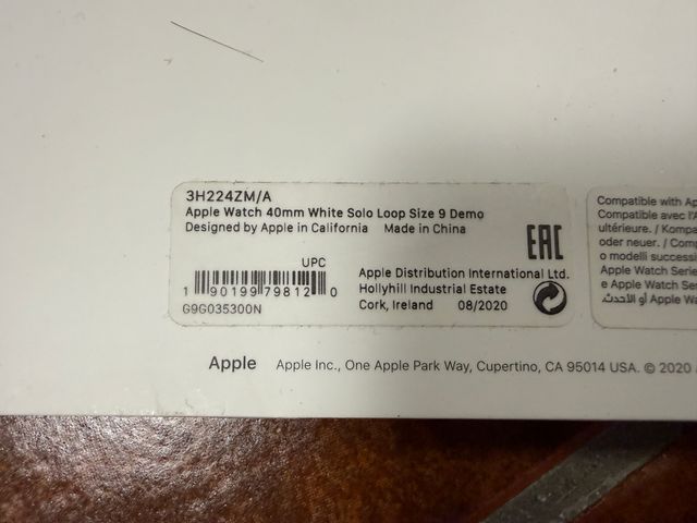 Correa Apple Solo Loop Blanca 40mm Talla 9