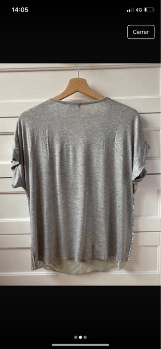 Camiseta brillante dorada y plateada