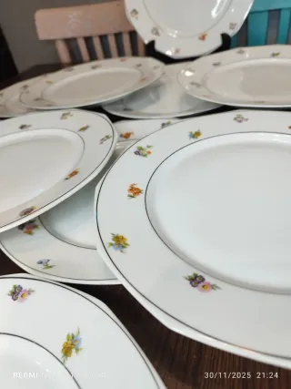 12 Antiguos Platos Llanos Porcelana Francesa