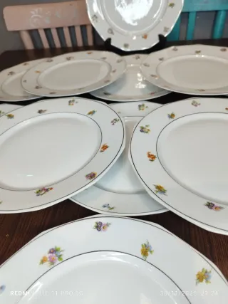 12 Antiguos Platos Llanos Porcelana Francesa