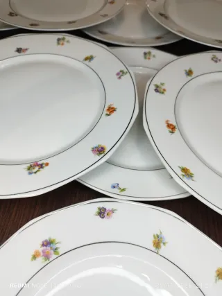 12 Antiguos Platos Llanos Porcelana Francesa