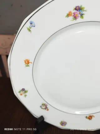 12 Antiguos Platos Llanos Porcelana Francesa