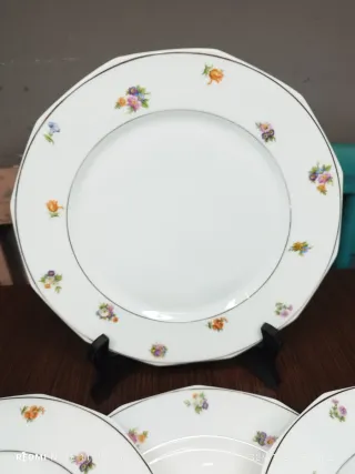 12 Antiguos Platos Llanos Porcelana Francesa