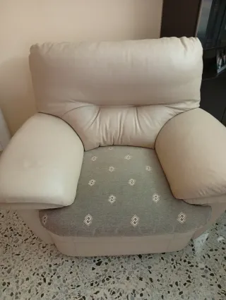 Sillón individual beige y gris