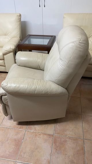 Poltrona Relax Reclinabile in Pelle Beige