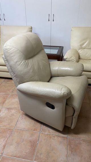 Poltrona Relax Reclinabile in Pelle Beige