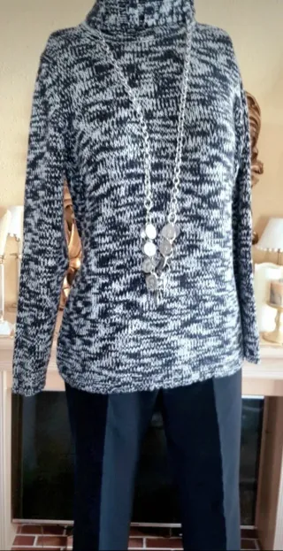 Jersey cuello alto lana y algodón Purificación Gar