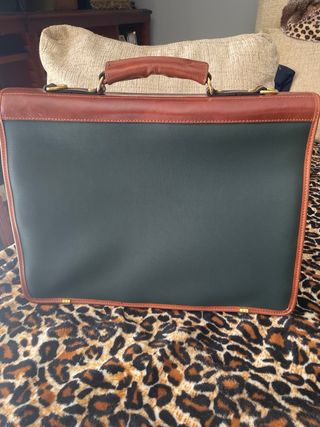 Maletín de trabajo piel marrón y verde