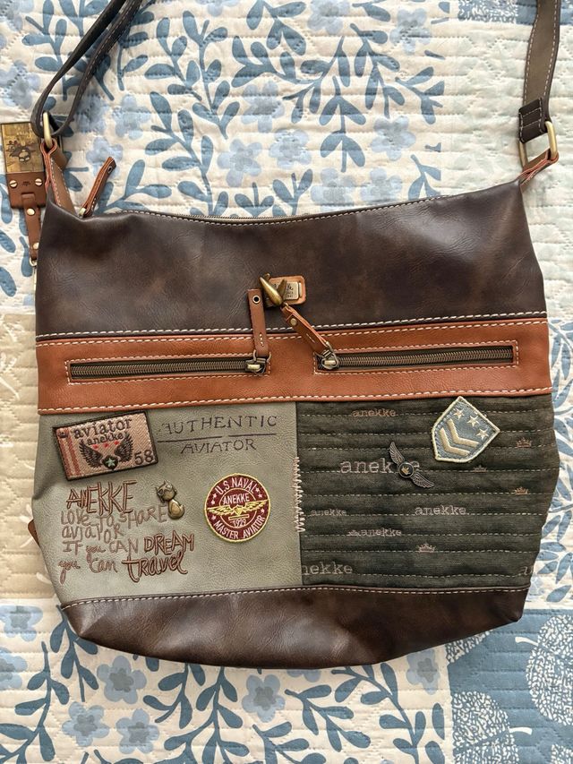 Bolso Anekke Aviator Marrón y Verde Militar