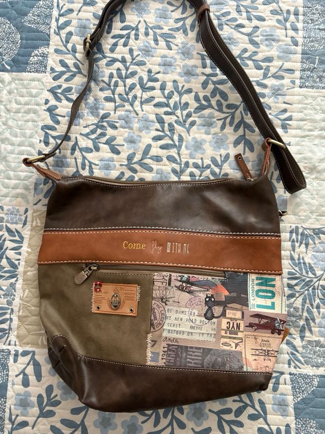 Bolso Anekke Aviator Marrón y Verde Militar