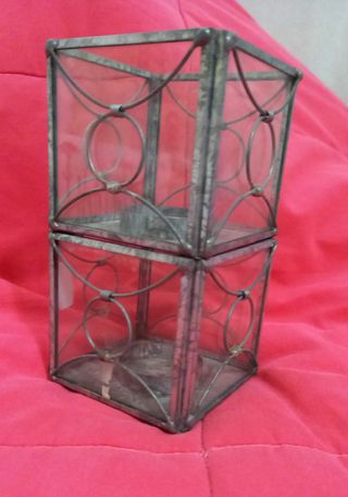 Set 2 Portacandele Cubo Metallo Vetro
