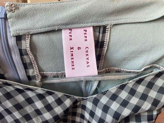 Vestido largo azul con estampado de cuadros